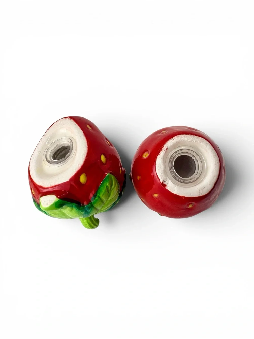 Decorative Ceramic Strawberry Salt and Pepper Shakers - Red/Green